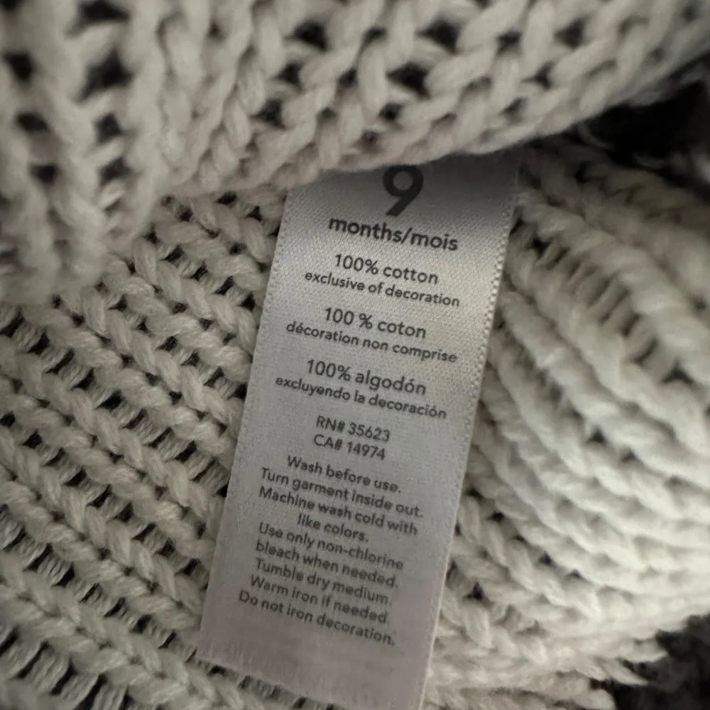 Carter’s 9 Months Baby Boy Knit Hooded Zip Cardigan Sweater Fair Isle NWT